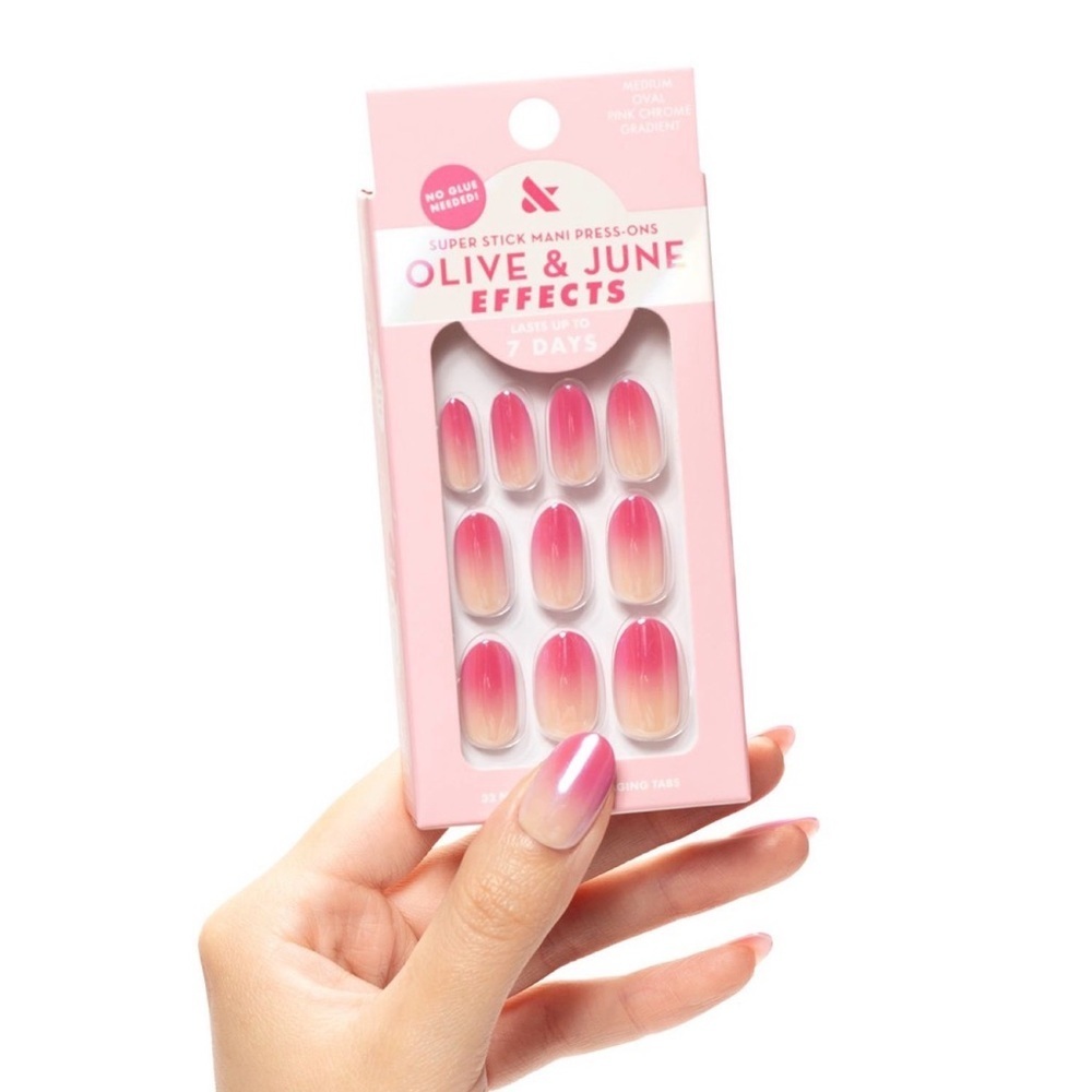 Olive & June Effects Super Stick Mani Press-Ons Medium Oval Pink Chrome Gradient - Picture 4 of 5